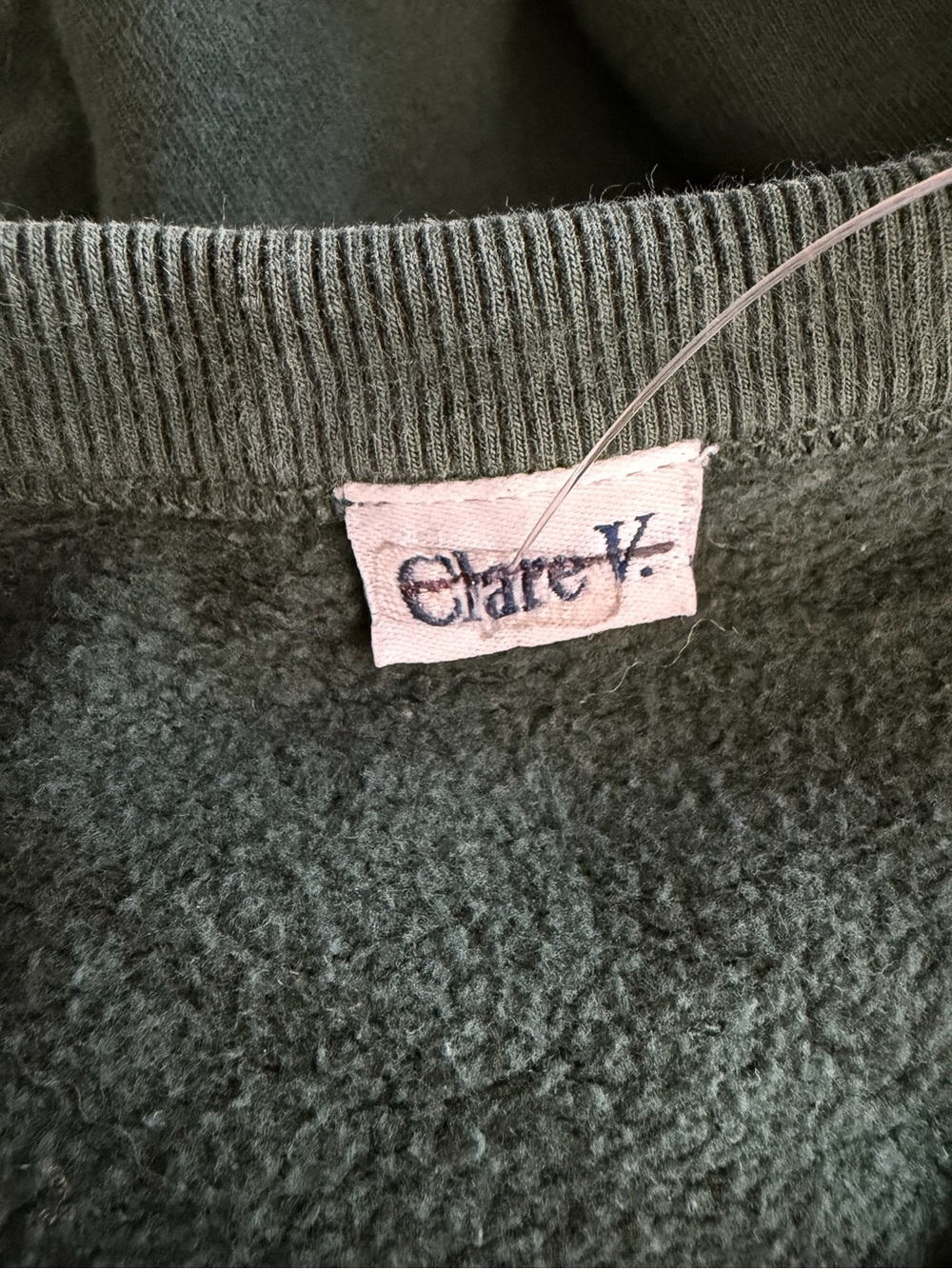 Clare V Oui Crewneck Sweatshirt Green Graphic Pullover Oversized 36792 - Picture 5 of 7
